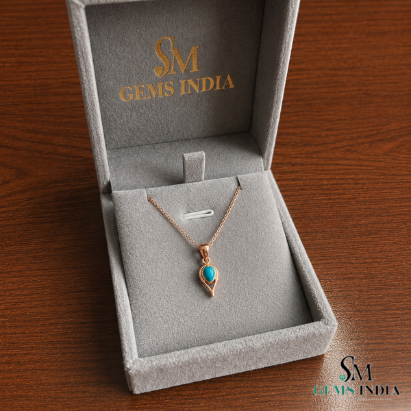 Elegant Turquoise Teardrop Pendant in 14K Gold – Minimalist Statement Jewelry