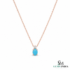Oval Turquoise Gemstone Pendant With Diamond Accent – Gift For Her