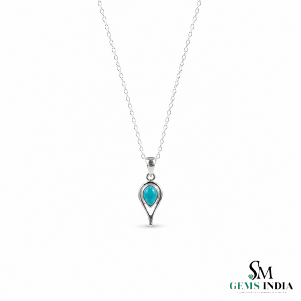 Elegant Turquoise Teardrop Pendant in 14K Gold – Minimalist Statement Jewelry