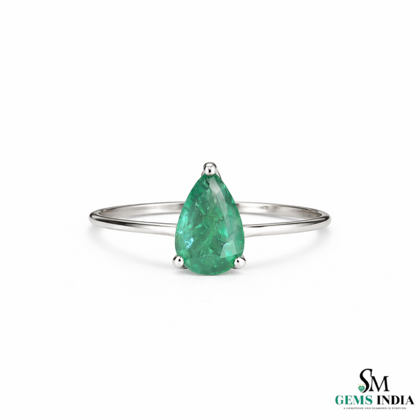 2 Karat Herzform-Smaragd- und Diamantring aus 14 Karat Gold, Smaragd-Verlobungsring