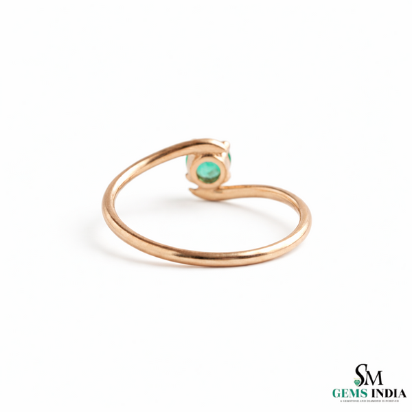 Dainty Emerald Bypass Ring – Thin Gold Stackable Ring