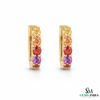 Multi Color Round Gemstone Huggie Hoop Earrings - Luxury Look Gemstone Earrings