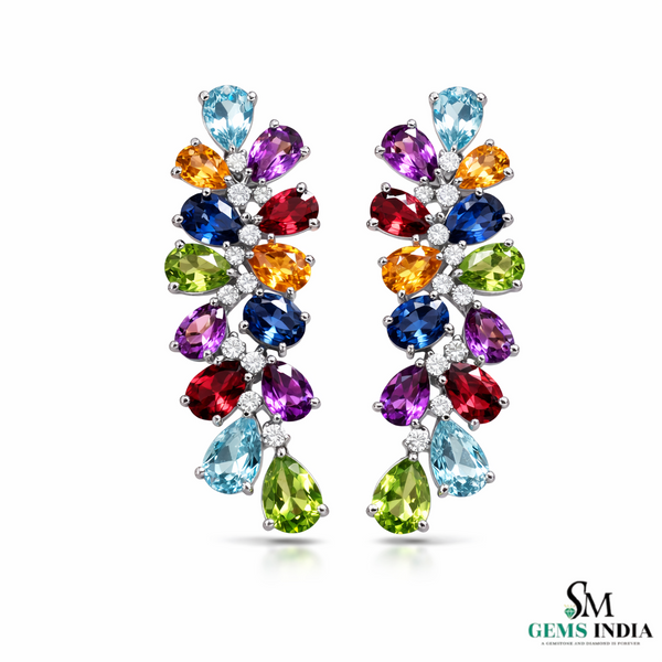 Fine Jewelry Multicolor Pear Cut Dangle Earrings - Multicolor Sapphire Stud Earrings