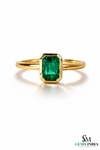 Minimalist Emerald Cut Emerald Gold Ring – Modern Bezel Setting