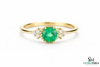Round Natural Emerald Halo Ring with Diamond Accents – Fine Gold Jewelry