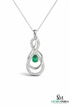 Natural Green Emerald Diamond Infinity Pendant - Green Gemstone Jewelry
