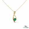 Oval Shape Natural Green Emerald & Diamond Twist Pendant - Green Gemstone Jewelry