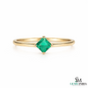Princess Cut Natural Emerald Solitaire Ring – Minimalist Emerald Promise Ring