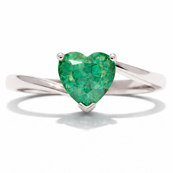Heart Shape Natural Emerald Ring – Minimalist Solitaire Emerald Promise Ring