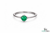 Round Emerald Solitaire Ring – Minimalist Natural Green Emerald Promise Ring