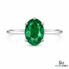 Oval Cut Green Emerald Solitaire Ring – Minimalist Engagement Ring