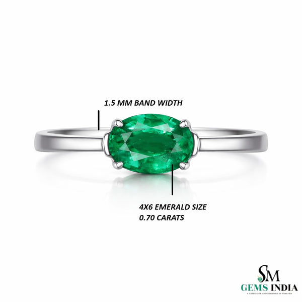 Oval Cut Green Emerald Ring in Gold – Minimalist Natural Gemstone Stackable Ring