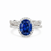 Vintage Style Designer Oval Blue Sapphire Diamond Ring