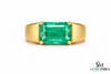 Natural Emerald Cut May Birthstone Men Ring / Anniversary Gift Ring For Men / Wedding Men Ring