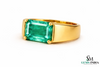 Natural Emerald Cut May Birthstone Men Ring / Anniversary Gift Ring For Men / Wedding Men Ring