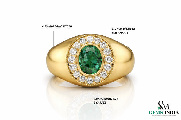 Raw Emerald Men's Ring In 18k Gold Engagement Ring Men's Statement Ring