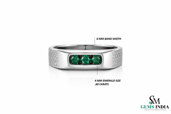 Natural Zambian Emerald Men's Ring: 14k Gold May Birthstone