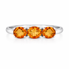 Three Stone Oval Orange Citrine Ring - Oval solitaire citrine ring