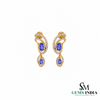 Natural Oval Tanzanite & Diamond Dangle Earrings – Elegant Vintage Drop Earrings