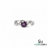 Natural Round Amethyst with Diamond Engagement Ring – February Birthstone Jewelry