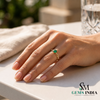 Vintage Inspired Round Emerald Diamond Ring - Promise Ring For Her