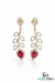 Pear Cut Ruby & Diamond Leaf Drop Earrings - Elegant Ruby Dangle Statement Earrings for Women