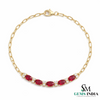 Oval Ruby Bracelet with Diamond Accents - Luxury July Birthstone Bracelet