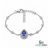 Natural Pear Tanzanite Bracelet with Diamond Halo Fine - Jewelry Gift for Her