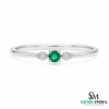 Elegant Round Emerald and Diamond Ring - Classic Emerald Engagement Ring