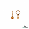 Cushion Cut Citrine Drop Hoop Earrings - Statement Jewelry