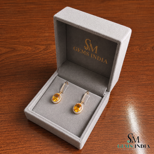 Luxury Oval Citrine and Diamond Drop Earrings – Special Occasion Jewelry
