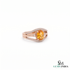 Oval Citrine Diamond Ring In 14K Gold- Classy Engagement Ring