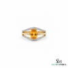 Oval Citrine Diamond Ring In 14K Gold- Classy Engagement Ring