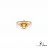 Oval Citrine Diamond Ring In 14K Gold- Statement Ring For Her