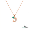 1.10 Carats Natural Emerald and diamond Dolphin Pendant for Womans in 14k Solid Gold