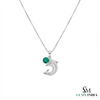 1.10 Carats Natural Emerald and diamond Dolphin Pendant for Womans in 14k Solid Gold