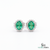 Oval shape Natural Emerald Halo Stud Earrings in 14k Gold with Diamond Accents