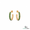 1.20 carat Classic 14k Gold Emerald Hoop Earrings Statement Hoops fine Jewelry for her