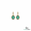 Vintage-Inspired Oval shape Natural Emerald Diamond Halo Earrings