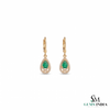 Luxury Natural Emerald Teardrop Earrings with Diamond Border 14K Gold