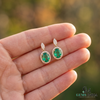 Vintage-Inspired Oval shape Natural Emerald Diamond Halo Earrings
