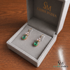 2.10 carat Oval Natural Emerald Dangle Earrings with Diamond Cluster 14K Gold Gift for Her