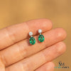 2.50 carat Oval shape Natural Emerald and Diamond Stud Earrings in 14k Gold