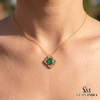 Radiant Oval Natural Emerald & Diamond Sunburst Pendant Diamond Burst Design