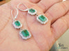 6.50 carat Emerald Cut Natural Emerald Drop Earrings In 14k Solid Gold Minimalist Elegant Design Anniversary gift