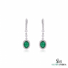 Gold Drop Earrings with Oval Natural Emerald and Diamond Accents Fine Gold Jewelry