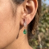 Pear shape Natural Emerald Wing Drop Earrings with Diamond Accents in 14k Gold