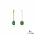 Gold Drop Earrings with Oval Natural Emerald and Diamond Accents Fine Gold Jewelry