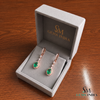 Gold Drop Earrings with Oval Natural Emerald and Diamond Accents Fine Gold Jewelry