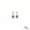 Exquisite Pear Cut Natural Emerald Dangle Earrings with Diamond Halo for Special Occasions